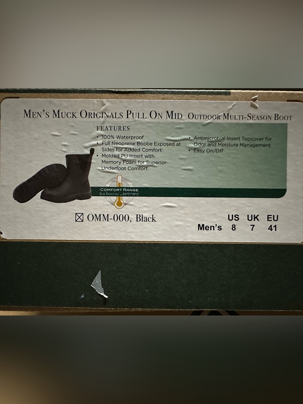 BNIB Men’s Muck Originals Pull On Mid Outdoor Multi-Season Boots